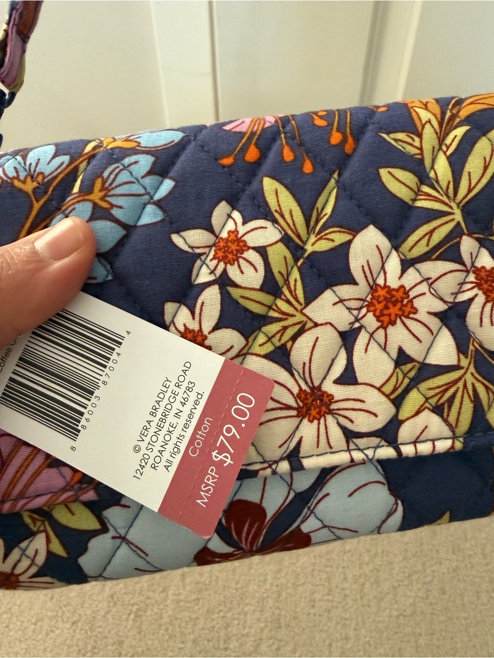 Vera Bradley Navy Floral Quilted Crossbody with Multicolor Blooms